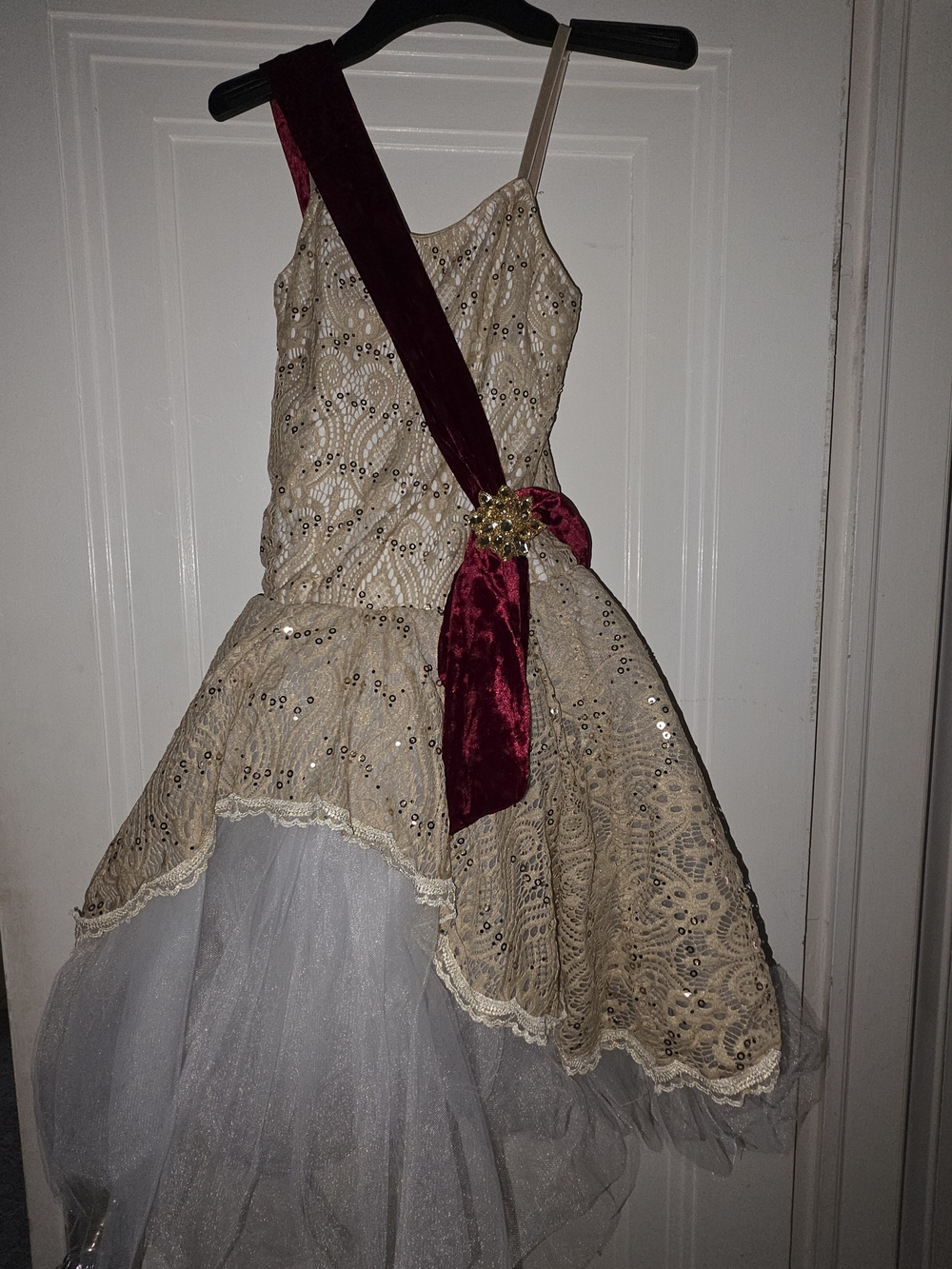 Revolution Cream Lace & Burgundy Sash Princess Costume